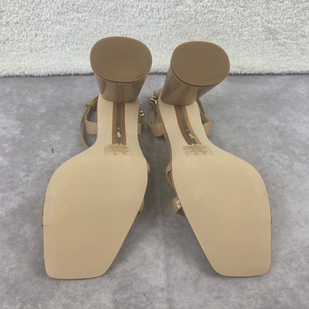 Sam Edelman Kia Block Heel Sandals Rose Nude Leather Ankle Strap Womens SZ11 M